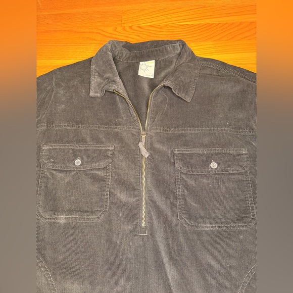 OFFLINE by Aerie Black Corduroy Half Zip Pullover Jacket Raw Hem Oversized | M - Picture 3 of 9